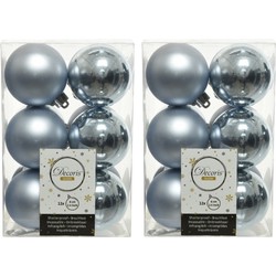 24x Kunststof kerstballen glanzend/mat lichtblauw 6 cm kerstboom versiering/decoratie - Kerstbal