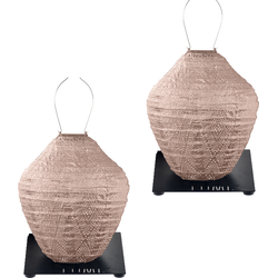 Lumiz Solar Buitenlampionnen Ngapali Set - Jar lampionnen inclusief 2 metalen platen - Roze