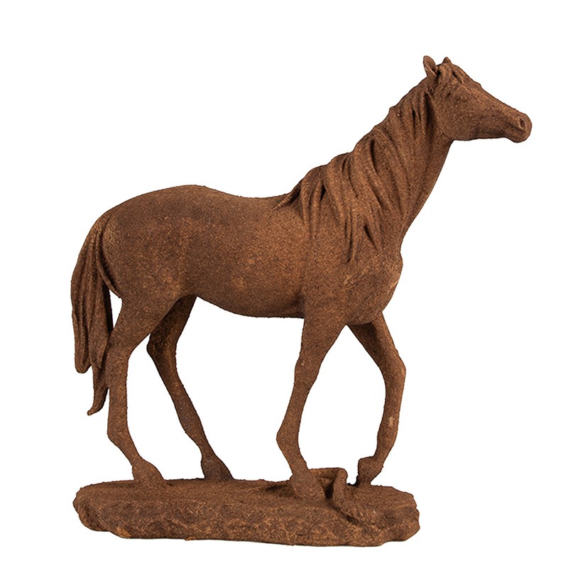 Clayre & Eef Decoratie Beeld Paard 21x7x21 cm Bruin Polyresin - 