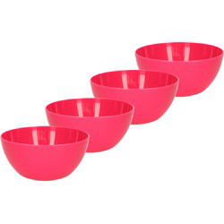 Plasticforte kommetjes/schaaltjes - 4x - kunststof - D14xH6 cm - roze - Kommetjes