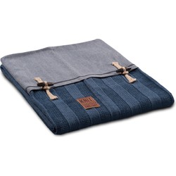 Knit Factory 6x6 Rib Gebreid Plaid - Woondeken - Kleed - Jeans - 160x130 cm