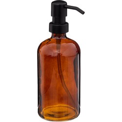 5Five Zeeppompje/dispenser Glass Lotion - transparant bruin - 7 x 21 cm - 450 ml - glas - Zeeppompjes