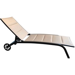 DKS loungestoel Ixion met groot wiel aluminium grijs textiel - ligbed tuin