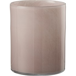 Theelichthouder | glas | roze | 15x15x (h)18 cm