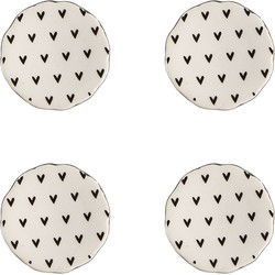Clayre & Eef Deurknop Set van 4  Ø 4 cm Beige Keramiek Hartjes Meubelknop