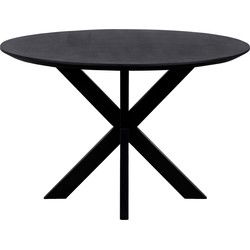 QUVIO Eettafel Sofia – Rond – Ø130 – Kruispoot – Zwart