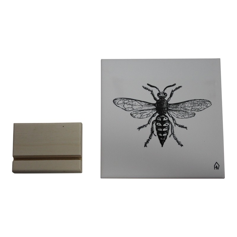 Keramische Tegel Insect-15x15cm-Incl. houten tegelhouder-Housevitamin - 