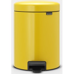 NewIcon Pedal Bin, 5 litre, Soft Closing, Plastic Inner Bucket - Daisy Yellow