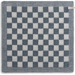 Knit Factory Gebreide Keukendoek - Keukenhanddoek Block - Ecru/Granit - 50x50 cm