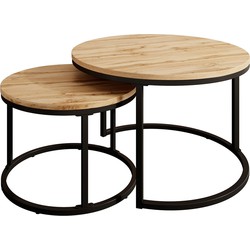 Meubella Salontafel Ovalo - Eiken - set van 2