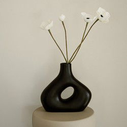 Indore Home - Vaas Alberti - Bloemenvaas - Woonkamer decoratie - Vaas Zwart - Holle Vaas - Donutvaas