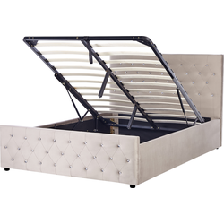 AMIENS  - Bed met opbergruimte - Taupe - 140 x 200 cm - Fluweel