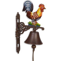A PAIR OF CAST IRON ROOSTER BELLS