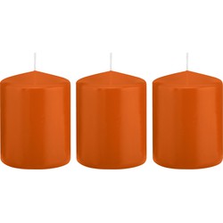3x Kaarsen oranje 6 x 8 cm 29 branduren sfeerkaarsen - Stompkaarsen