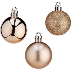 Krist+ mini kerstballen - 20x stuks - champagne - kunststof - 3 cm - Kerstbal