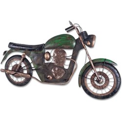 HakuShop Wandkapstok | Groen Staal | Groene motor | Vintage | 96x9x53