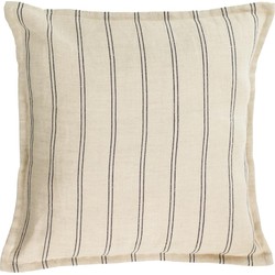 Kave Home - Kussenhoes Emeli 100% linnen met zwarte strepen 45 x 45 cm