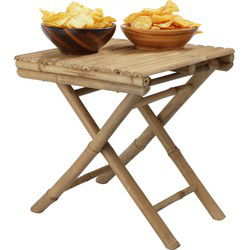 Excellent Houseware Bijzettafeltje/klaptafel voor buiten - bamboe hout - opvouwbaar - 39 x 39 x 45 cm - Bijzettafels
