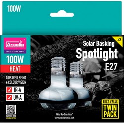 Arcadia solar basking spotlight 100 watt twin pack