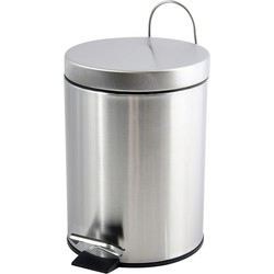 MSV kleine pedaalemmer - rvs - zilver - 5L - 20 x 27 cm - Badkamer/toilet - Pedaalemmers