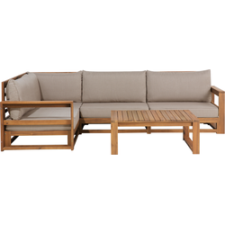 TIMOR - Loungeset voor 4 - Taupe - FSCÂ® acaciahout