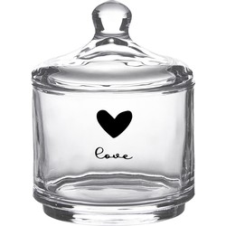 Clayre & Eef Voorraadpot  Ø 10x13 cm Glas Rond Hart Love Voorraadbus