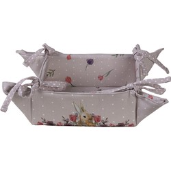 Clayre & Eef Broodmand  35x35x8 cm Beige Roze Katoen Konijn Bloemen Cadeau keuken