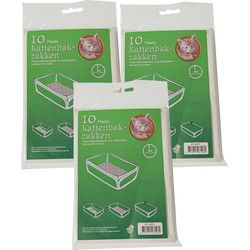 Boon Kattenbak afvalzakken - 30x stuks - wit - 50 x 20 x 37 cm - Poepzakjes