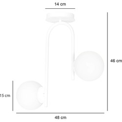 Helsinki gebogen witte plafondlamp met 2 glazen witte bollen E14