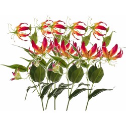5x Kunstplanten Gloriosa/klimlelie 75 cm decoratie - Kunstbloemen