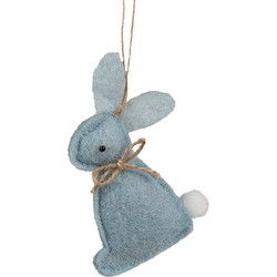 Clayre & Eef Paashanger Konijn 10 cm Blauw Katoen Decoratie Hanger