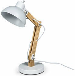 Lanterfant® Lamp Martijn - Bureaulamp - Hout- Staal - Wit