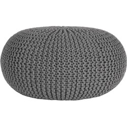 LABEL51 Poef Knitted - Donkergrijs - Katoen - L