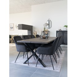 Eetkamerstoel Velvet Zwart - Zithoogte 47cm - Stoel Harbo - Set van 2