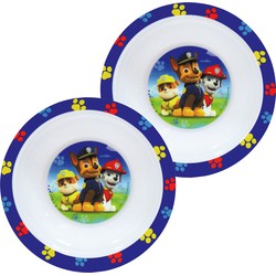 2x stuks kunststof ontbijtbordje diep Paw Patrol 16 cm - Kinderservies