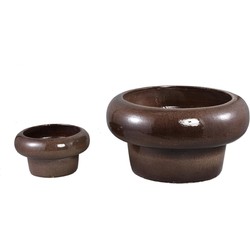 PTMD Bloempot Megga - 53x53x29 cm - Keramiek - Bruin - Set van 2