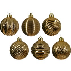 Decoris luxe kerstballen 12x - 6 cm - kunststof -goud - Kerstbal