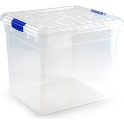 1x Opslagbakken/organizers met deksel 35 liter transparant - Opbergbox