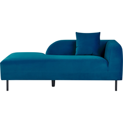 Beliani LE CRAU - Chaise longue-Blauw-Fluweel