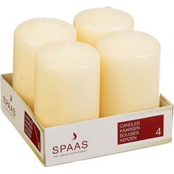 Spaas Stompkaarsen - 4x - ivoorwit - D5 x H8 cm - 12 branduren - Stompkaarsen