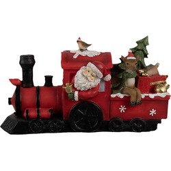 Clayre & Eef Kerstdecoratie met LED-verlichting Kerstman 19x7x10 cm Rood Kunststof Trein