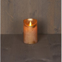 Batterijverlichting kaars wax rustiek met bewegende vlam goud 12.5 cm - Anna's Collection