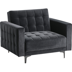 Beliani ABERDEEN - Fauteuil-Zwart-Fluweel