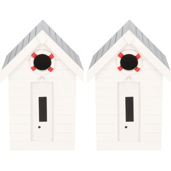 2x stuks wit vogelhuisje strandhuis voor kleine vogels 21 cm - Vogelhuisjes