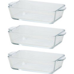 Rechthoekige glazen kleine ovenschaal - 1x - 500 ml - 16 x 11 x 4,5 cm - Ovenschalen