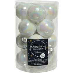 Kerstballen glas dia. 3,5 cm white/iris - KSD