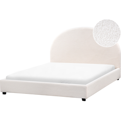 Beliani VAUCLUSE - Tweepersoonsbed-Wit-Bouclé