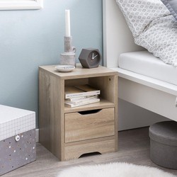 Pippa Design modern nachtkastje met lade en plank - houtkleur