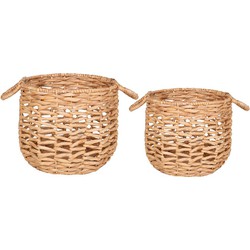 Adra Baskets - Baskets in waterhyacinth, nature, with handles, round, set of 2