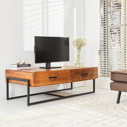 Industriel TV Meubel Emma Mangohout 2 Lades 140x75 cm
